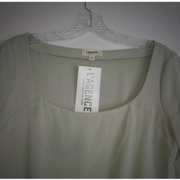 NWT L'Agence Angel Bodysuit Light Green Black Square Neck Petite Small - Picture 5 of 9